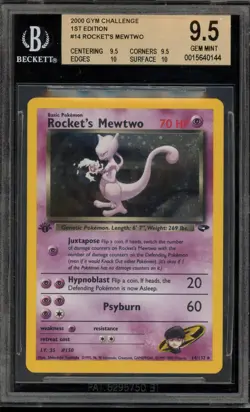 Pokemon Rocket's Mewtwo Gym Challenge 1st Edition Holo Rare #14 BGS 9.5 - Image 1