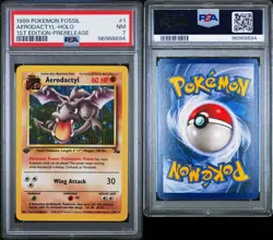 1999 Pokemon Fossil #1 Aerodactyl-Holo 1st Edition-Prerelease PSA 7 - Image 3