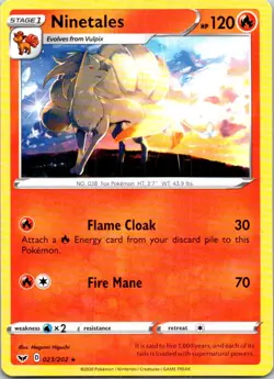 Ninetales 023/202 Rare SWSH01: Sword & Shield Base Set NM Pokemon - Image 1