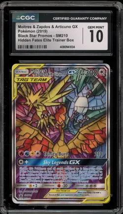 Pokemon Moltres & Zapdos & Articuno GX Hidden Fates ETB FA Promo SM210 CGC 10 - Image 1