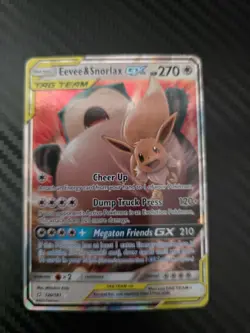 Pokemon TCG Sun & Moon Team Up Tag Team Eevee & Snorlax GX 120/181 - Image 1