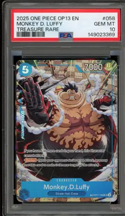 One Piece CCG Monkey.D.Luffy Treasure Rare OP11-058 PSA 10 Gem Mint - Image 1