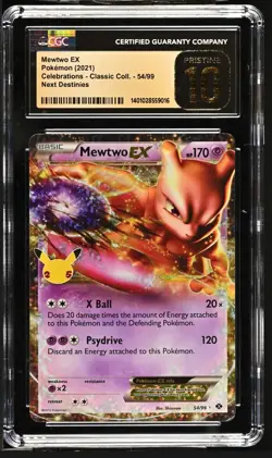 CGC 10 Prestine Mewtwo EX 54/99 Pokemon Celebrations Collection Eq. PSA 10 - Image 1