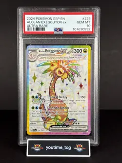 2024 Pokemon Ssp En-Surging Sparks Ultra Rare Alolan Exeggutor Ex #225 PSA 10 - Image 1