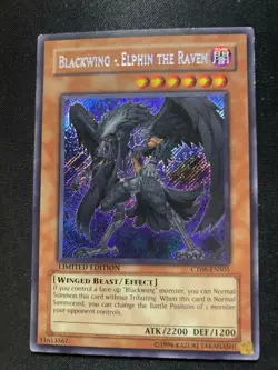 Yugioh - Blackwing - Elphin the Raven CT06-ENS01- Secret Rare - Limited Ed VLP - Image 1