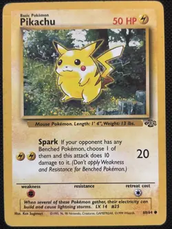 Pokemon Pikachu TCG Base Jungle Card 60/64 Regular Common Damaged - Image 1