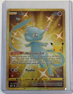 MEW 2021 POKEMON TCG CELEBRATIONS FULL ART GOLD CARD #025/025! - Image 1