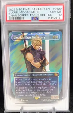 2025 MTG Final Fantasy Borderless Surge Foil #0520 Cloud Midgar Mercenary PSA 10 - Image 1