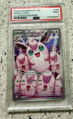 2025 POKEMON PFL EN-PHANTASMAL FLAMES ILLUSTRATION RARE #105 WIGGLYTUFF PSA 9 - Image 1