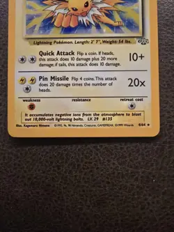 Pokemon TCG Jolteon Jungle 4/64 Holo Unlimited Holo Rare WOTC MP - Image 2