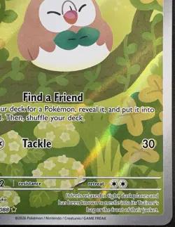 2026 Pokemon - Rowlet 90/88 - ILLUSTRATION RARE FULL ART HOLO - Perfect Order - Image 3