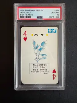 1996 Pokemon Red P/C Articuno 4 of Hearts PSA 10 - Image 1