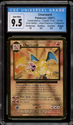 Pokemon Charizard Celebrations Ultra-Premium Coll. Gold Metal Promo #4 CGC 9.5 - Image 1