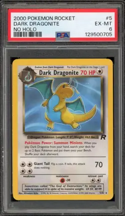 Pokemon Dark Dragonite Team Rocket #5 NO HOLO ERROR PSA 6 - Image 1