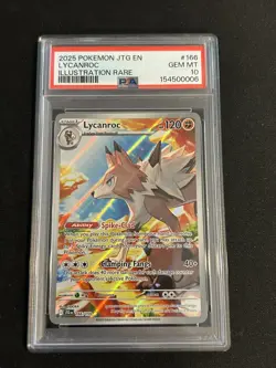 2025 POKEMON JTG EN-JOURNEY TOGETHER ILLUSTRATION RARE #166 LYCANROC PSA 10 - Image 1