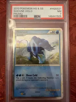 Pokemon HG&SS Suicune HGSS21 Black Star Prime Holo Promo PSA 7 (Swirl) - Image 1