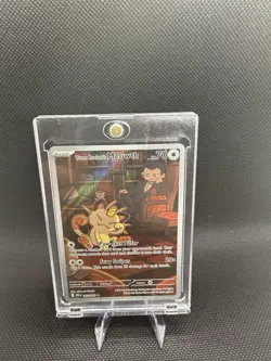 Team Rocket's Meowth 203/197 Obsidian Flames Holo Full Art Illustration Rare - Image 1