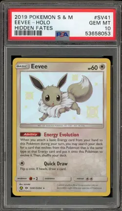 Pokemon Eevee Hidden Fates Holo Rare #SV41 PSA 10 Gem Mint - Image 1