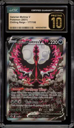 Pokemon Galarian Moltres V Chilling Reign Full Alt Art #177 CGC 10 Pristine - Image 1