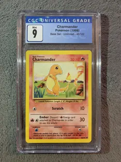 1999 Pokemon Charmander 46/102 Base Set Unlimited CGC 9 (PSA BGS) NM/MINT+ - Image 1