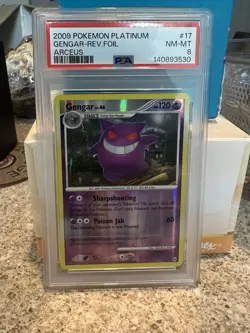 Pokemon Gengar Platinum Arceus Reverse Holo Rare #17 PSA 8 - Image 1