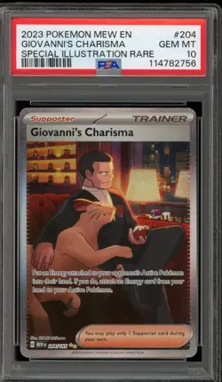 Pokemon Giovanni's Charisma 151 MEW EN Special Illustration Rare #204 PSA 10 - Image 1