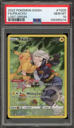 Pokemon Pikachu Lost Origin Trainer Gallery Full Art #TG05 PSA 10 Gem Mint - Image 1