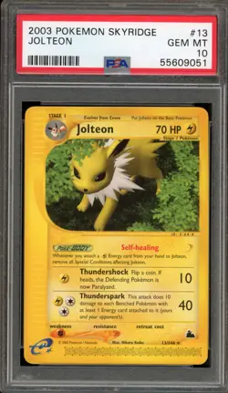 Pokemon Jolteon Skyridge NON Holo Rare #13 PSA 10 Gem Mint - Image 1