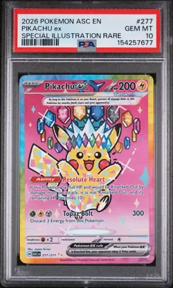 2026 Pokemon Pikachu ex Special Illustration Rare #277/217 PSA 10 - Image 1