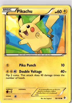 PIKACHU 50/149 COMMON BOUNDARIES CROSSED POKEMON NEAR MINT NM 2012 POKEMON TCG - Image 1