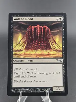 MAGIC THE GATHERING MTG 2003 MIRRODIN BLACK WALL OF BLOOD CREATURE CARD LP - Image 1