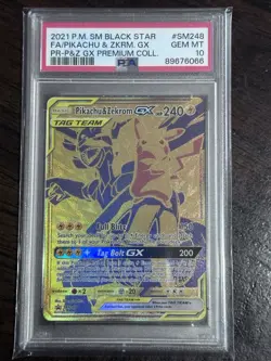 Pokemon TCG Pikachu & Zekrom GX SM248 Holo Full Art Promo Card PSA 10 - Image 1