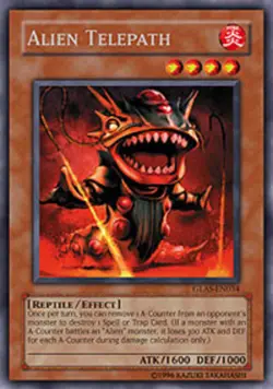 Yugioh! MP Alien Telepath - GLAS-EN034 - Rare - 1st Edition Moderately Played, E - Image 1