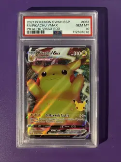 2021 Pokemon SWSH Celebrations Pikachu VMAX SWSH062 Promo PSA 10 - Image 1