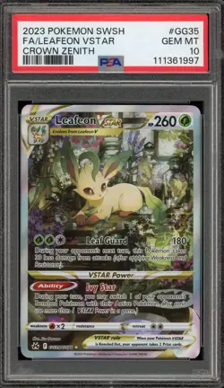 Pokemon Leafeon VSTAR Crown Zenith Galarian Gallery Full Art #GG35 PSA 10 - Image 1