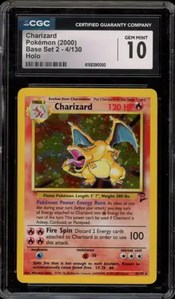 Pokemon Charizard Base Set 2 Holo Rare #4 CGC 10 Gem Mint - Image 1