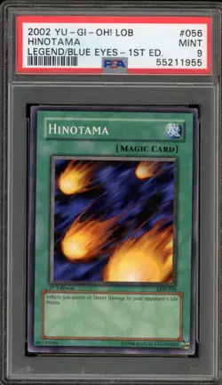 Yu-Gi-Oh! Hinotama Legend of Blue Eyes 1st Edition LOB-056 PSA 9 Mint - Image 1