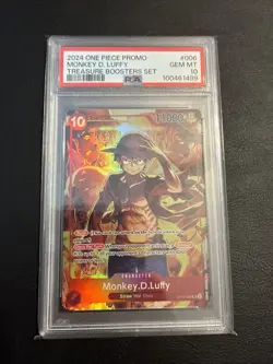 2024 ONE PIECE PROMOS 006 MONKEY D. LUFFY TREASURE BOOSTERS SET PSA 10 GEM MINT - Image 1