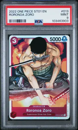 RORONOA ZORO SUPER RARE ONE PIECE STARTER DECK ST01 2022 013 PSA 9 - Image 1