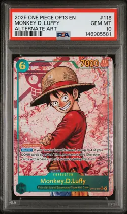 2025 One Piece Carrying On His Will MONKEY D. LUFFY #118 GEM MT PSA 10 Alt Art - Image 1