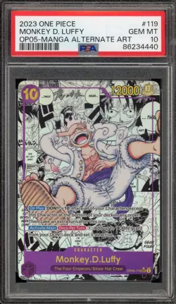 One Piece CCG Monkey.D.Luffy Manga Alternate Art OP05-119 PSA 10 Gem Mint - Image 1