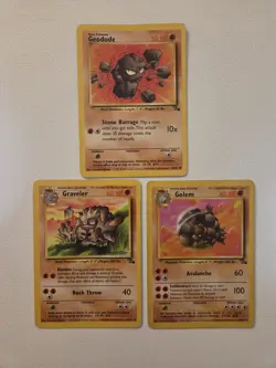 WOTC Pokemon TCG Fossil Set Geodude 47/62 Graveler 37/62 Golem 36/62 (3 Cards) - Image 1