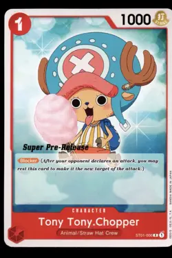 One Piece Super Pre-Release Gold Stamp ST01-006 Tony Tony Chopper English Card - Image 1