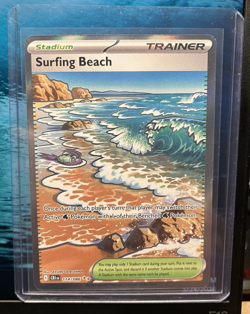 Pokemon TCG Stadium Trainer Surfing Beach 114/086 Me04:Chaos Rising Holo Card NM - Image 1