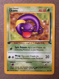 Ekans 46/62 Fossil 1st Edition Non-Holo Common Pokemon Card NM+ - Image 1