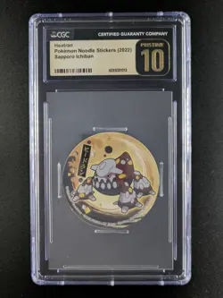 2022 Pokemon HEATRAN Sapporo Ichiban Noodle Stickers Japanese CGC 10 Black Label - Image 1