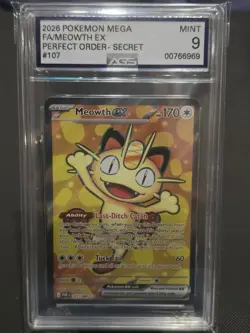 2026 POKEMON MEOWTH EX FULL ART 107/088 PERFECT ORDER AGS 9 MINT - Image 1