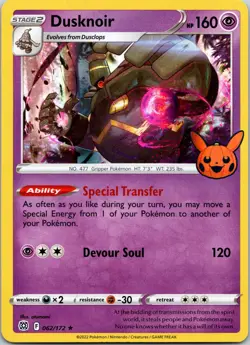 Dusknoir 062/172 Holo Trick or Trade BOOster 2022 Halloween Pokemon TCG NM - Image 1