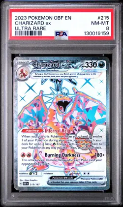2023 POKEMON OBF EN-OBSIDIAN FLAMES ULTRA RARE #215 CHARIZARD EX PSA 8 - Image 1