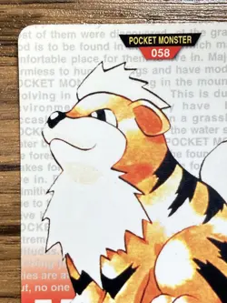 Pokemon Carddass Card Growlithe No. 58 Bandai Pocket Monsters Red ver. 1996 - Image 3
